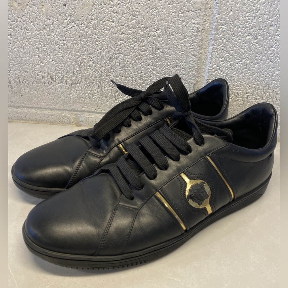 Versace Medusa Black Leather Sneakers
